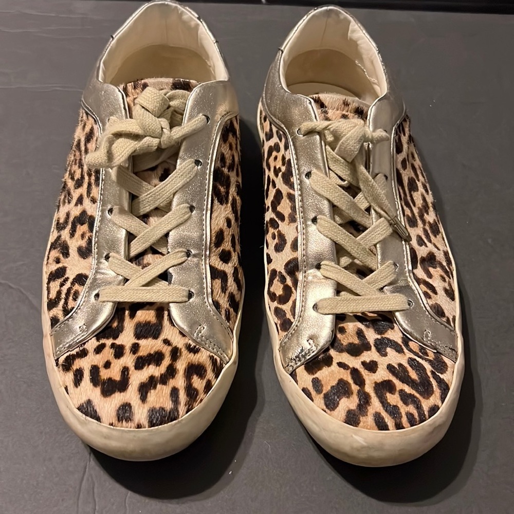 Sam Edelman Leopard Print Low-Top Sneakers with Gold Trim